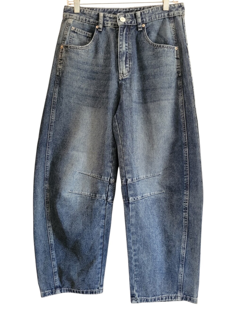 Barrel Leg Jeans Wmn M Waist 31 High Waist Med Dark Wash Gorp Grunge Trending
